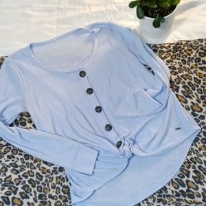 🛍 Waffle Knit Hollister Button Front Top M